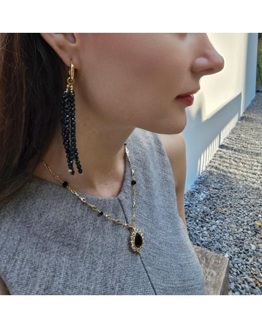Farra Metallic Obsidian Gemstone Pendant Chain Necklace