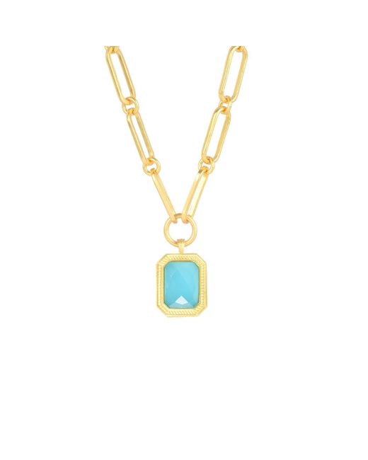 Lila Rasa Metallic Paperclip Chain Rectangular Bahamain Crystal