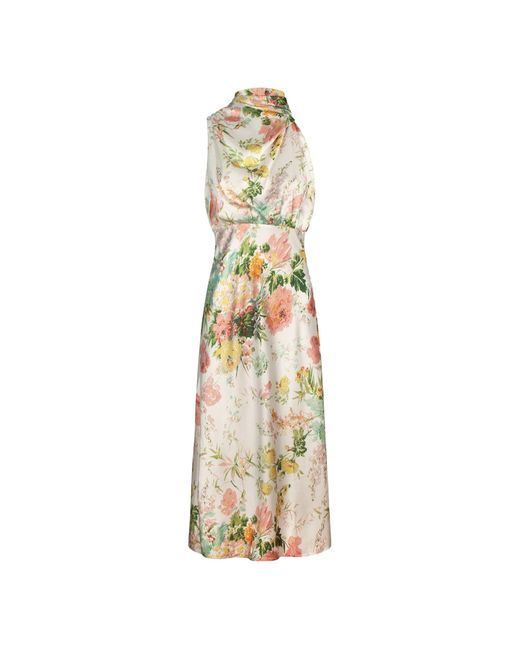Urban Touch Metallic Ruched Asymmetric High Neck Satin Dress
