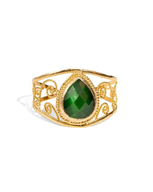 Ebru Jewelry Metallic Vintage Cat Eye Chunky Cuff Bracelet