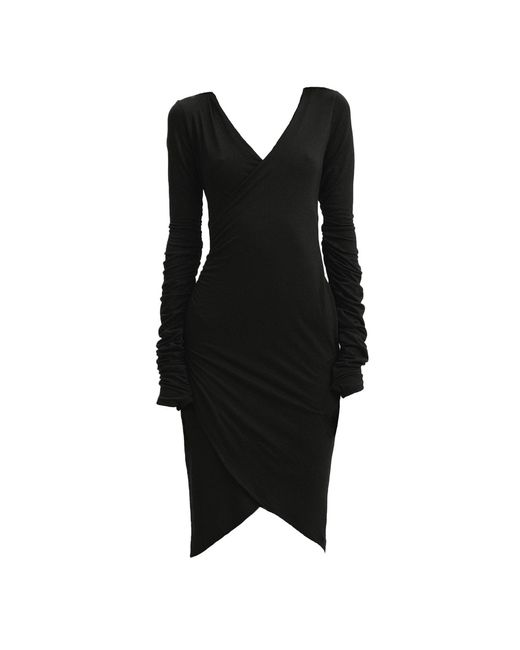 Galleriadele Black Merino Ruched Dress