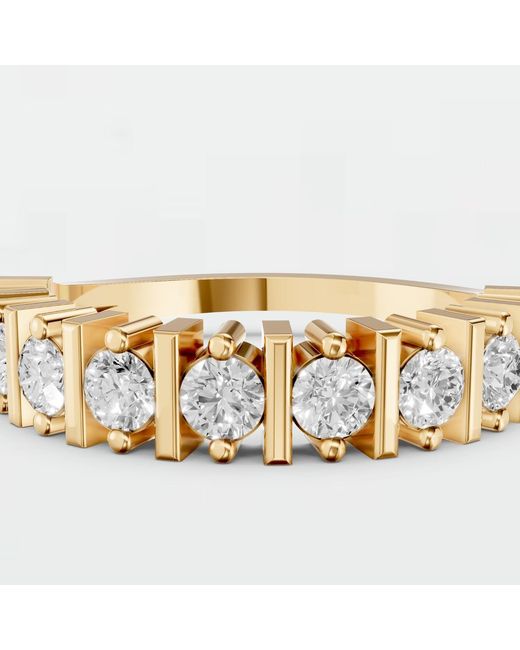 Aya Fine Jewelry Metallic Round Half Eternity Lab Diamond Wedding Band Ring