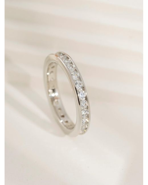 Diamonbliss Metallic Embellished With Swarovski Channel Setting One Carat Round Cut Eternity Ring