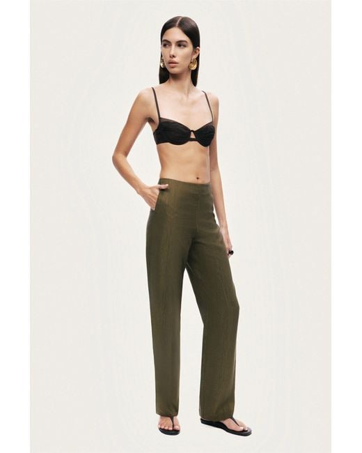 Nocturne Green Neutrals Straight-Leg Tailored Pants