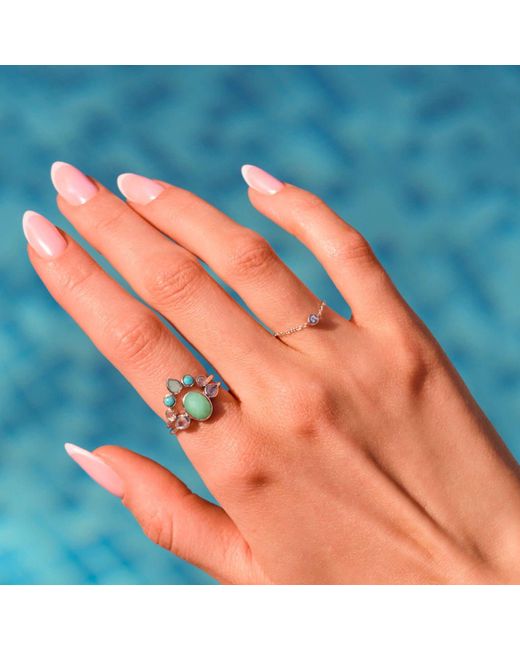 Zohreh White Diamond Solitaire Adjustable Chain Ring 9K