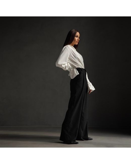 Mandragora Black Woolen Trousers With Straight Legs And Pleats
