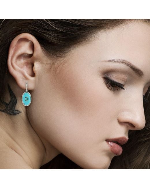 Artisan Blue Emerald & Diamond Drop Earrings