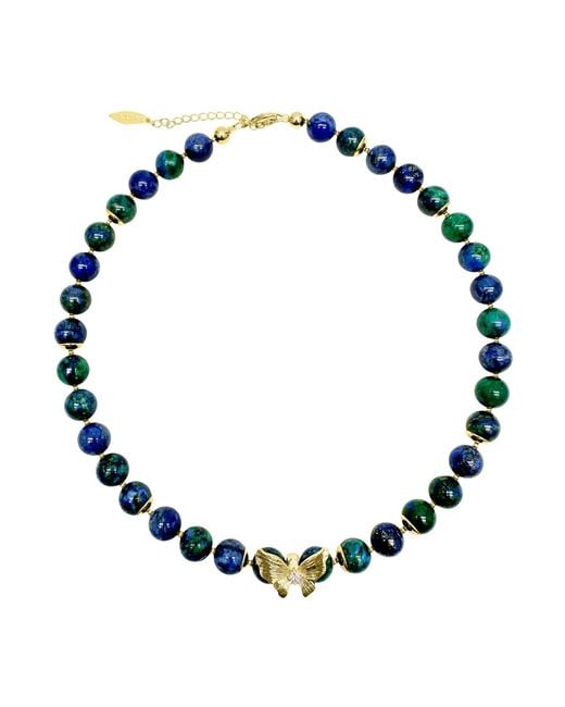 Farra Blue Phoenix Lapis With Butterfly Pendant Necklace