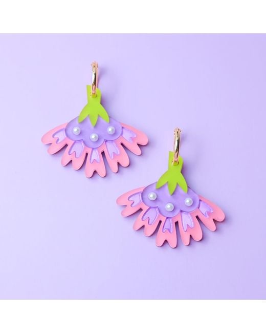 By Chavelli Pink Cosmos Flower Earrings