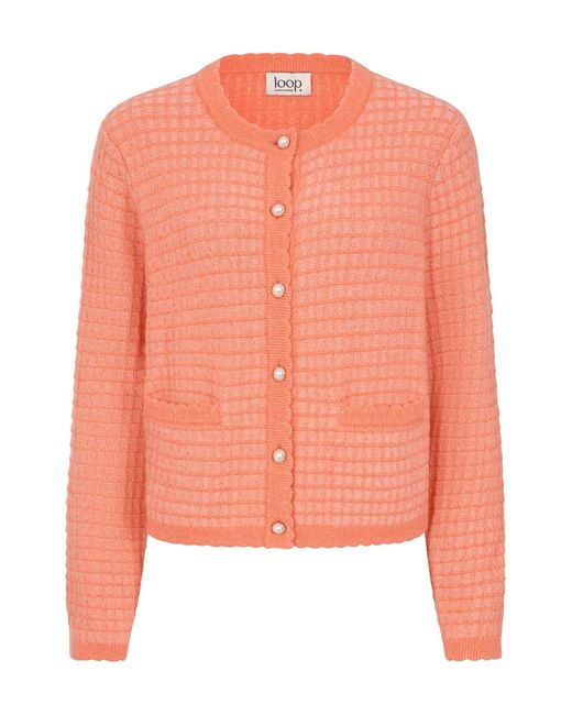 Loop Cashmere Pink Crew Neck Cardigan