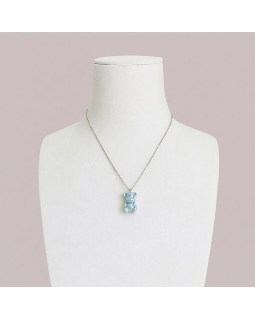 POPORCELAIN Blue Baby Porcelain Teddy Bear Necklace, Tone