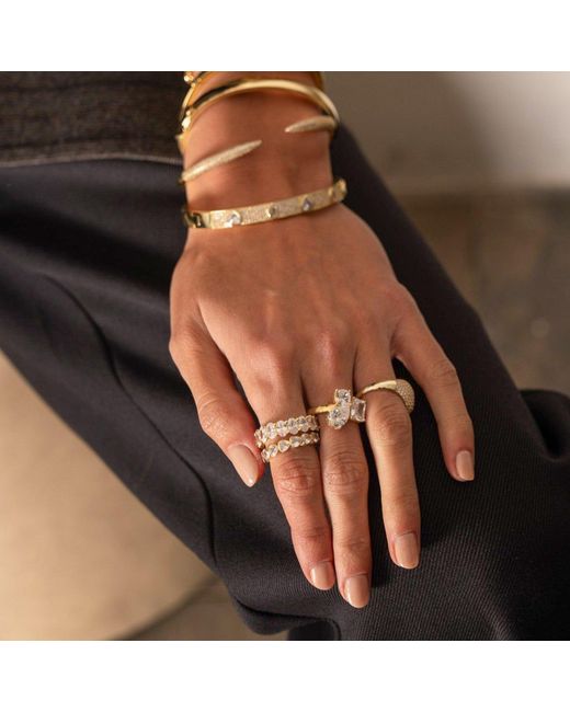 SHYMI Metallic Oval Prong-Set Eternity Band