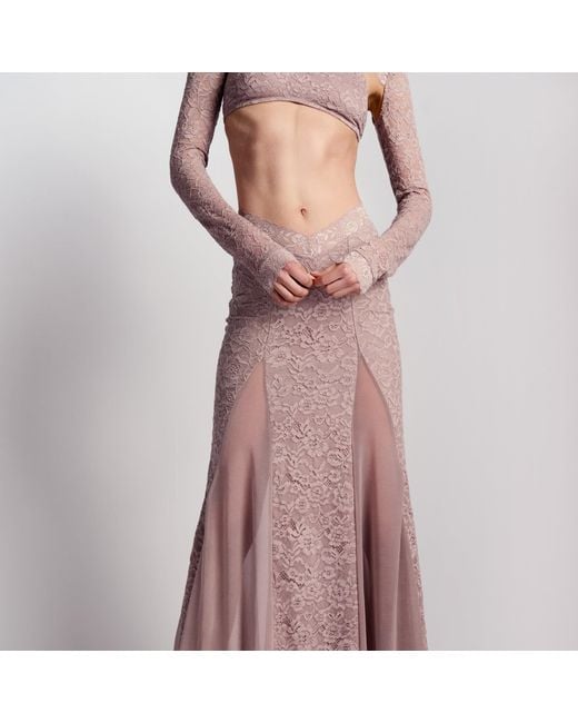 OW Collection Pink Naia Lace Maxi Dress