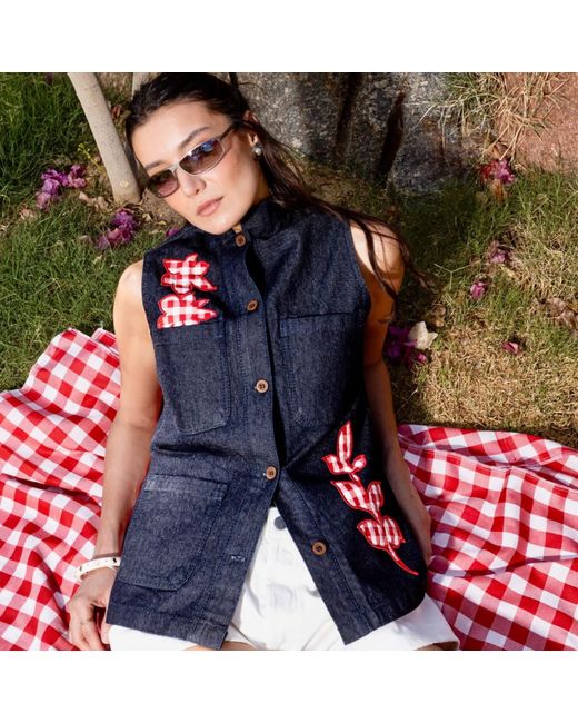 Up-fuse Blue Patchwork Vest- Picnic