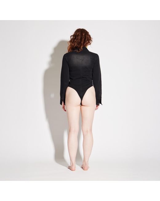 Circular Path Black Denim Bodysuit