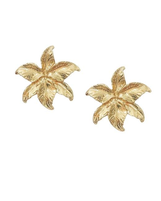 Maison De Gala Metallic Leaf Flower Statement Stud Earrings