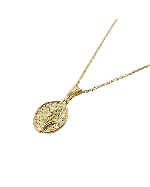 Harfi Metallic Lily May Birth Flower Hammered Charm Necklace