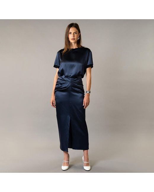 The Summer Edit Blue Cloe Silk T-Shirt