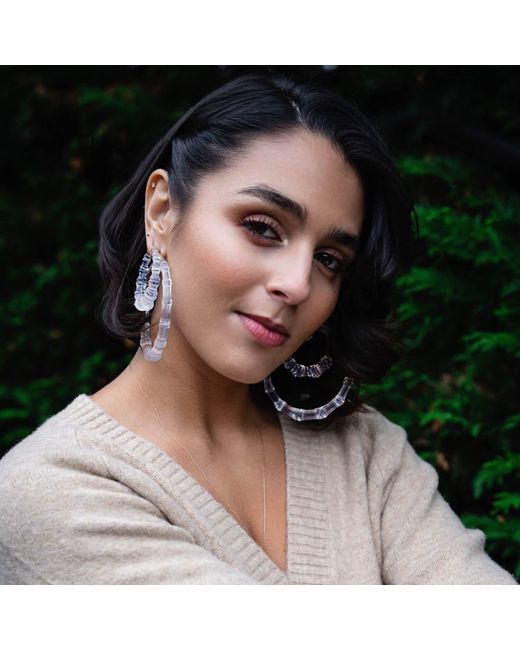 Gold & Honey Multicolor Bamboo Hoop Earrings