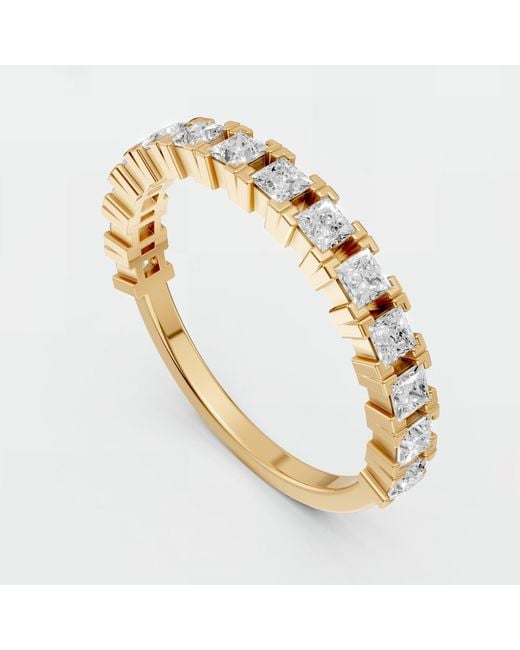 Aya Fine Jewelry Metallic Princess Cut Lab Diamond Eternity Wedding Band Ring