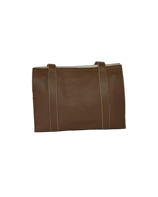 godi. Brown Neutrals The Maxwell Leather Handmade Zip Tote Bag