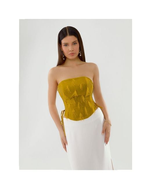 Elsava Green Woven Feather Corset – Sunshine