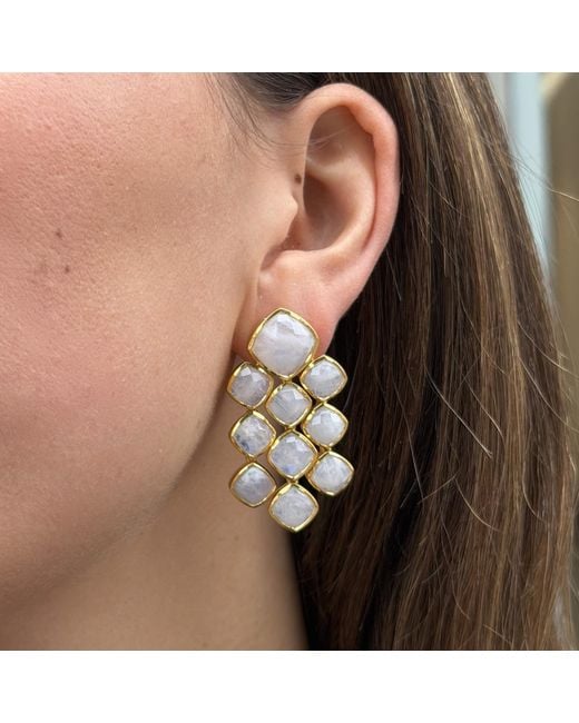 Lulu B London Metallic Moonstone Chandelier Gemstone Earrings