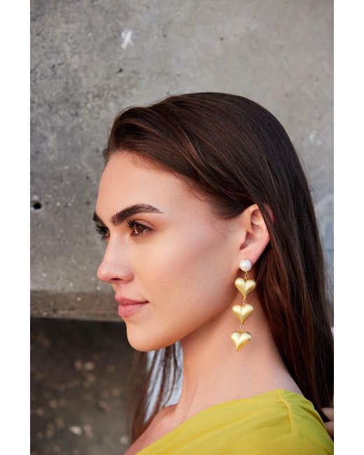 Adriana Pappas Designs Metallic Heart Of Earrings