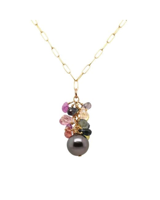 Lori Kaplan Design Metallic Sapphire With Tahitian Pearl Necklace