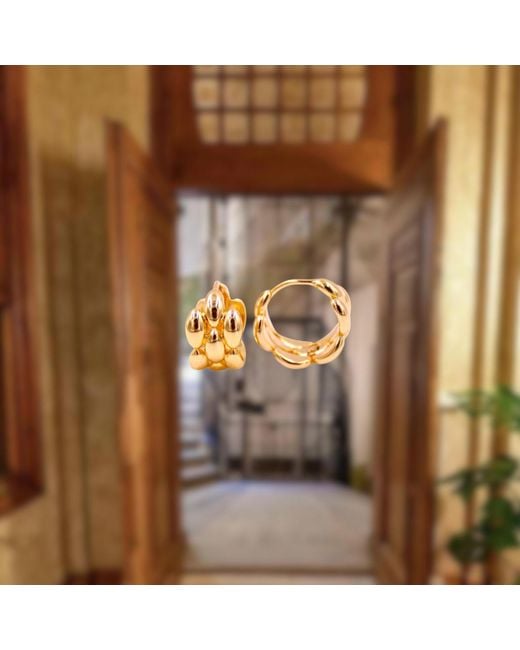 1610Istanbul Metallic Texture Hoop Earrings