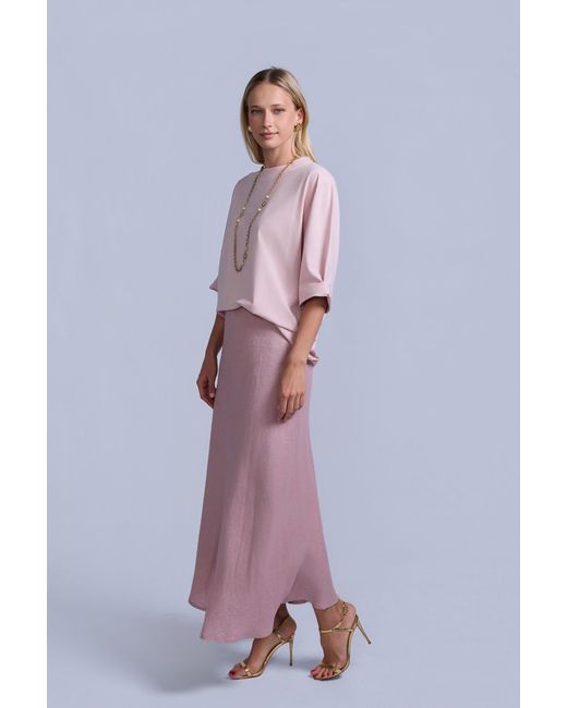 Rave on Trend Pink Linen Midi Skirt