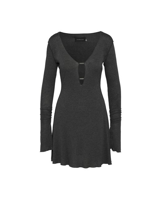 Mandragora Black Viscose Dress With Neckline And Decorative Details – Chloe