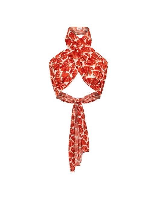 Lilamie Red Bali Croessed Wrapped Summer Bustier Top