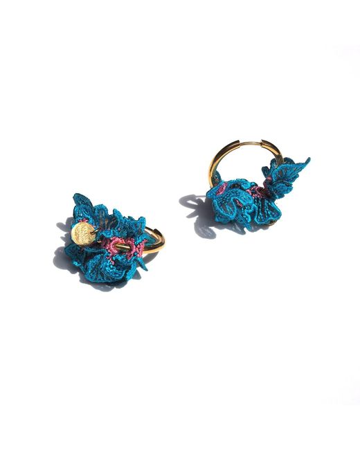 Nana Watanabe Blue Swell Wave-Inspired Embroidered Earrings