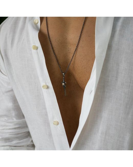 Ebru Jewelry Metallic Skull Blade Warrior Necklace for men