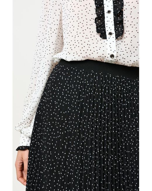 Louche Black Riley Raindrop Pleated Midi Skirt
