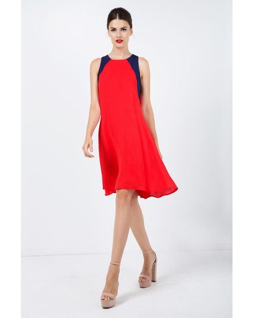 Conquista Red Sleeveless A Line Dress