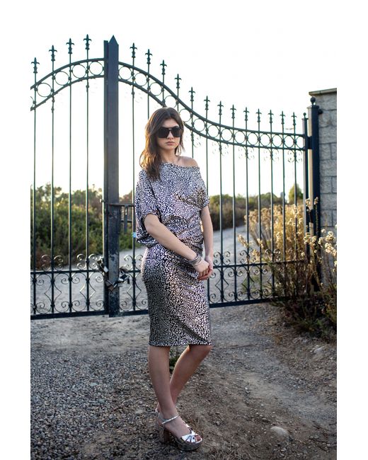 Jennafer Grace Gray Chrome Leopard Angle Dress