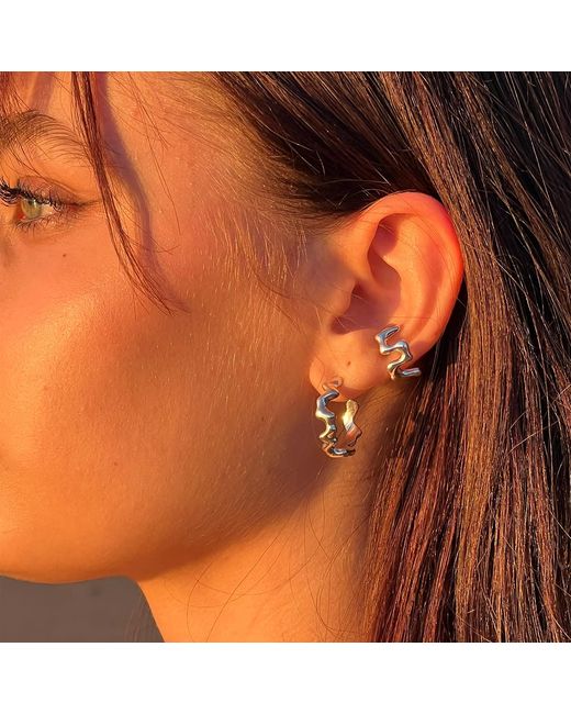 Luna Delphine Metallic Drip Hoops