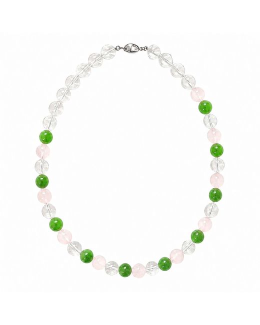 Ormiro Green Secret Garden Rose Quartz & Crystal Beaded Necklace