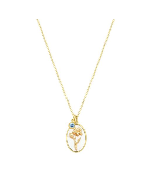 SET & STONES Metallic Katrina Birth Flower & Birthstone Charm Necklace- March