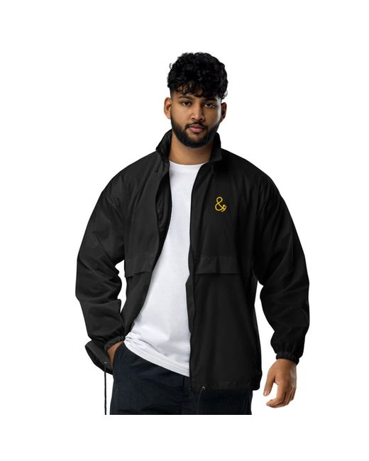 Anchor and Crew Black Athletic Decline Sports Club League Embroidered Windbreaker Coat for men