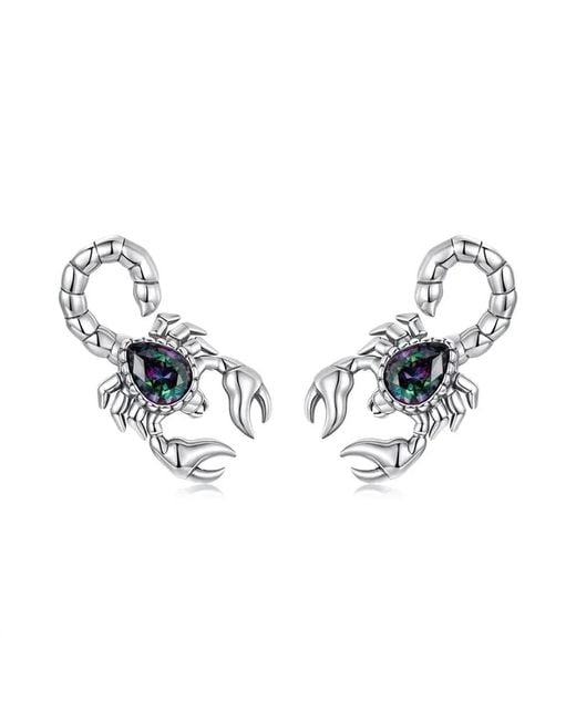 Angel Barocco Blue Vintage Scorpion Mystic Stone Stud Earrings