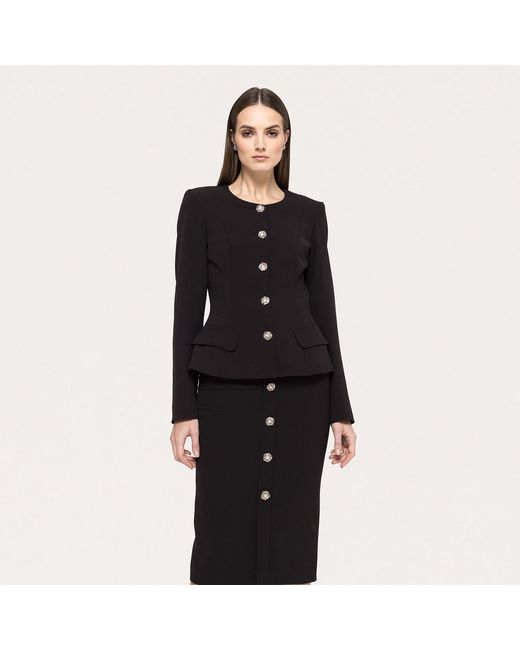Nissa Black High-Waisted Midi Skirt