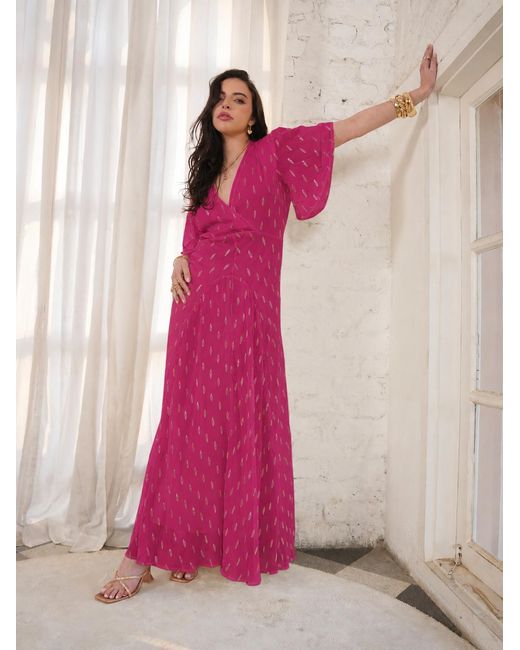 Rose & Nancy Pink Talia Fuchsia Maxi Dress