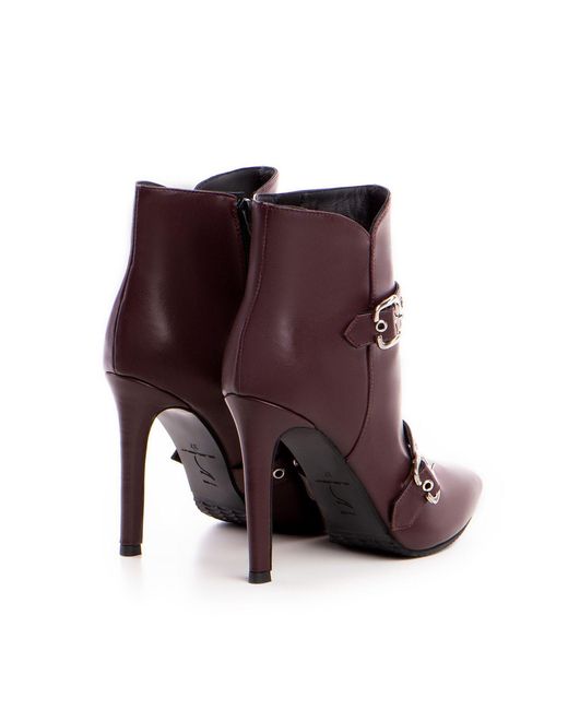 The 5Th Element Purple Roux Marsala Leather Ankle Boots