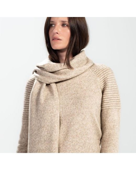 Bel Cashmere Natural Neutrals Big Knitted Cashmere Scarf Jaspe