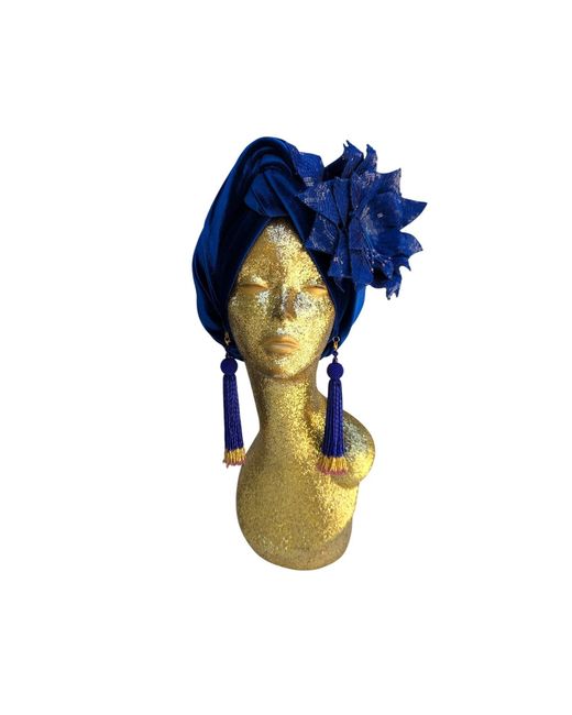 Julia Clancey Blue Cha Cha Cha Boom Electric Luxe Velour Turban