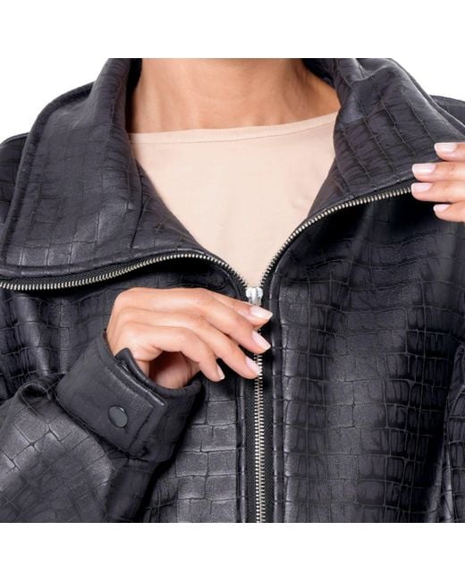 Metamorph Blue Oversized Croc-Effect Jacket