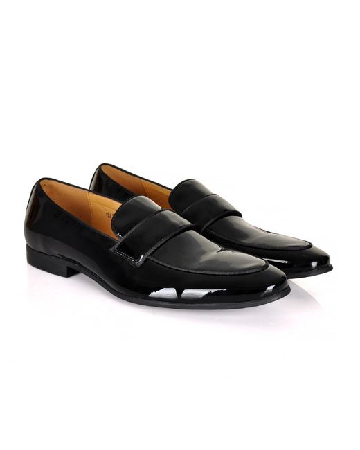 DAVID WEJ Black Alfred Patent Loafers for men
